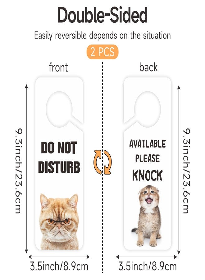 LUHIMO Do Not Disturb Door Hanger Sign for Office, 2Pack PVC Double-sided Cute Funny Cat Please Knock Door Signs, Ideal for Home, Offices, Bathroom, Bedroom, Online Sessions, Meetings and Classes, Therapists - Image 2